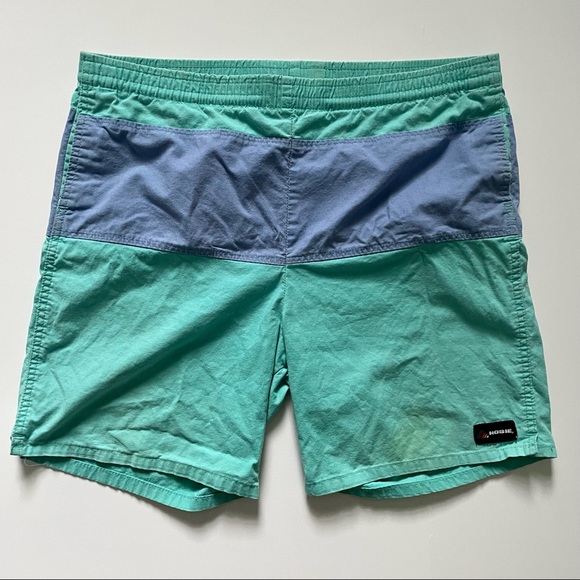 Vintage 1980s Hobie Surf Striped Swim Trunks Large - Picture 1 of 4